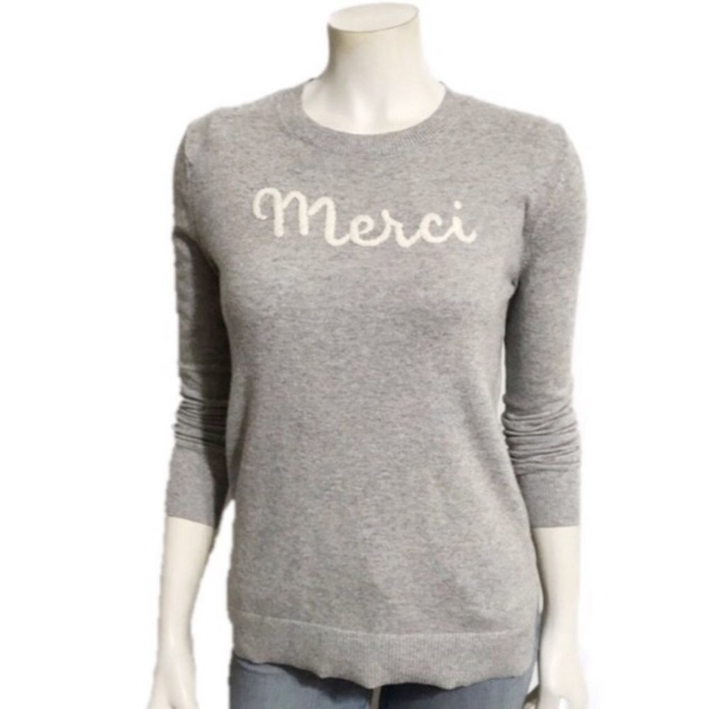 Banana republic grey sweater with stitched lettering